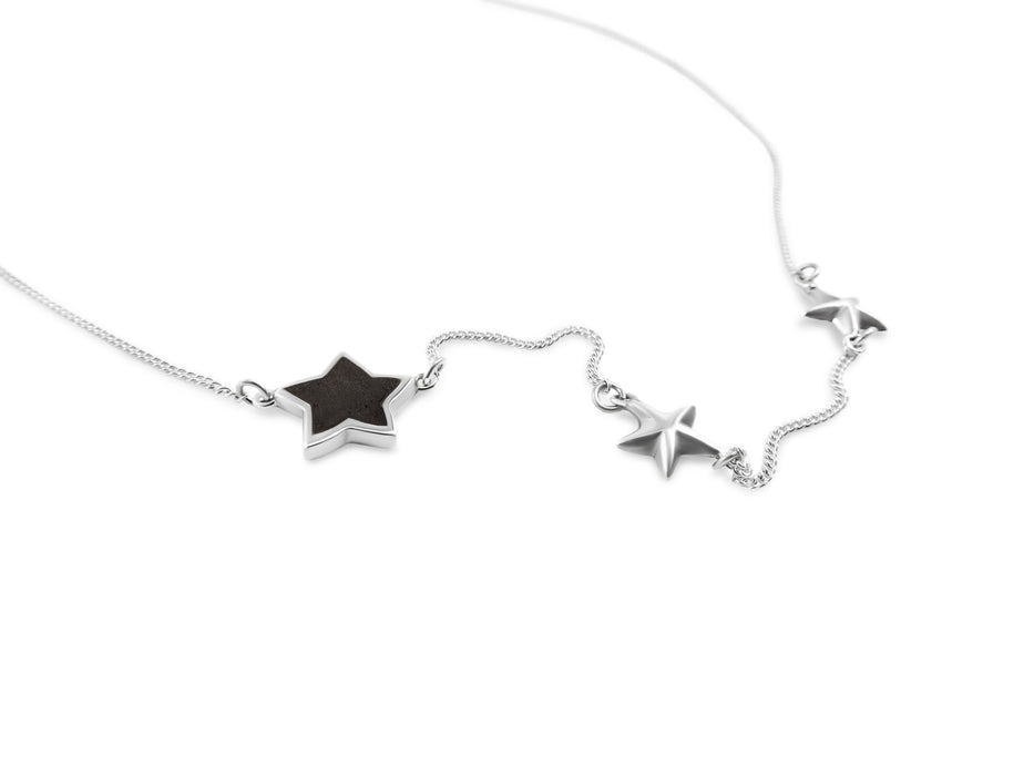 PENDANT TWO STARS SILVER AND WOOD