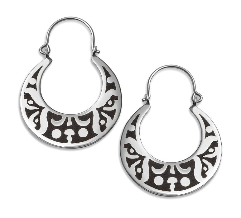 Silver brocade earrings .925 and wood