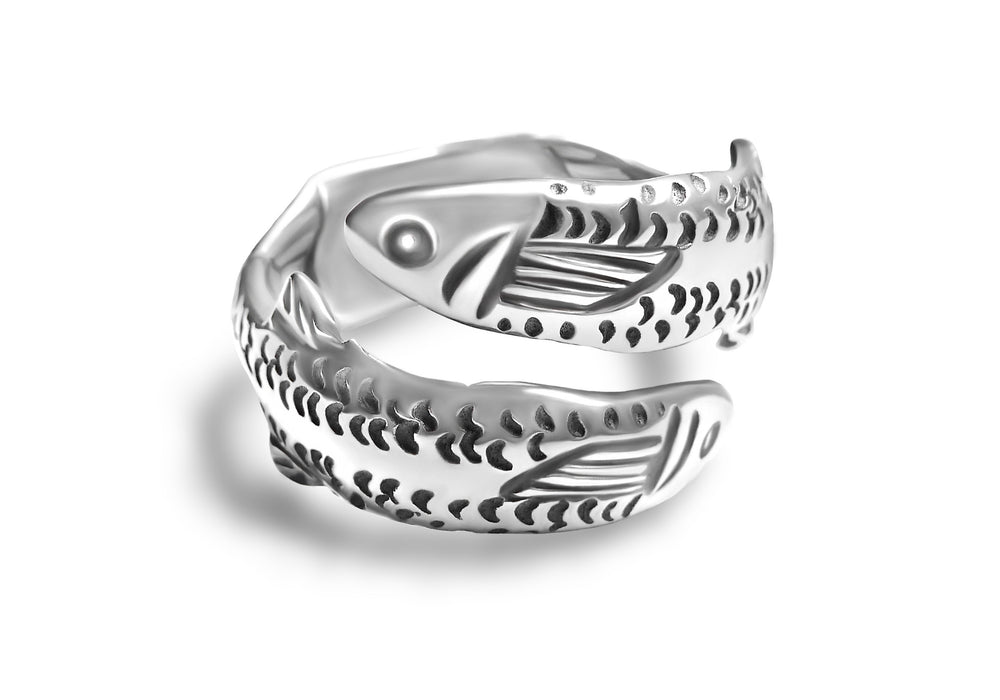 Ring two open fish Silver .925