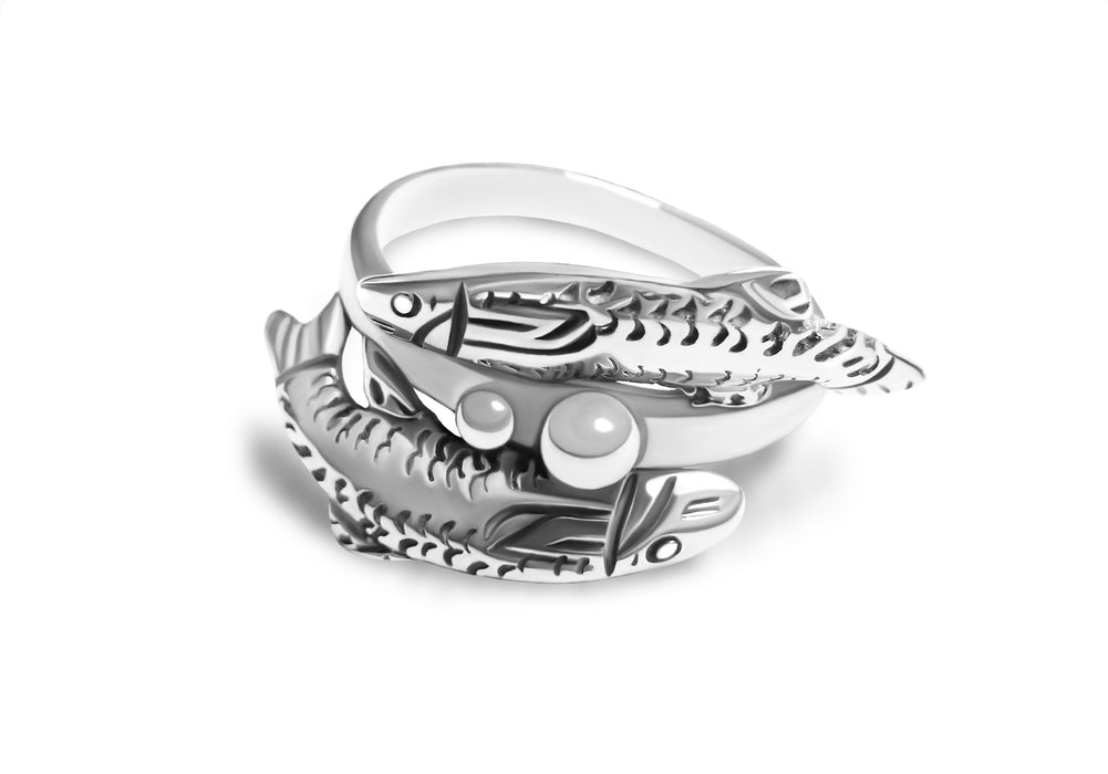 Fish game ring. 925 silver