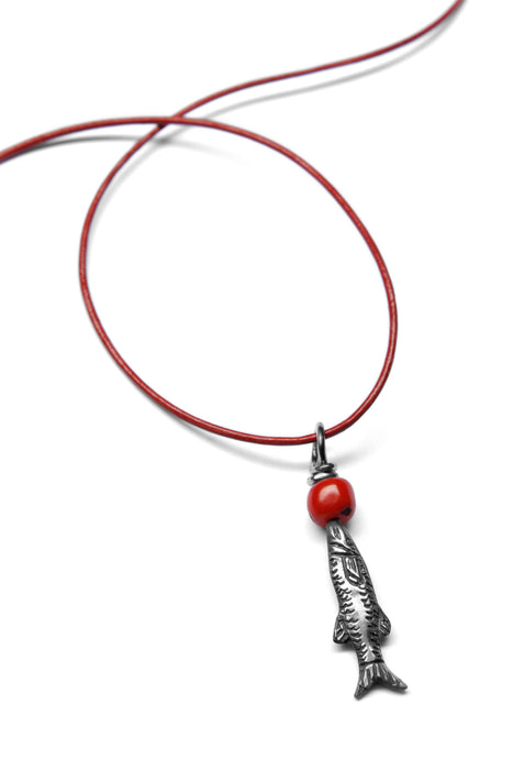 I said fishing. .925 silver and red dyed marine bamboo bead