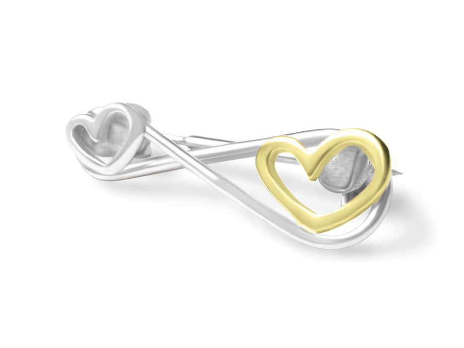 INFINITE HEARTS PIN. SILVER AND GOLD PLATED