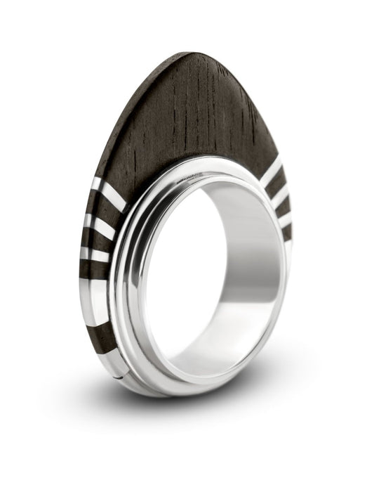 Tribute ring to Tom Wright. .925 sterling silver and cueramo wood.